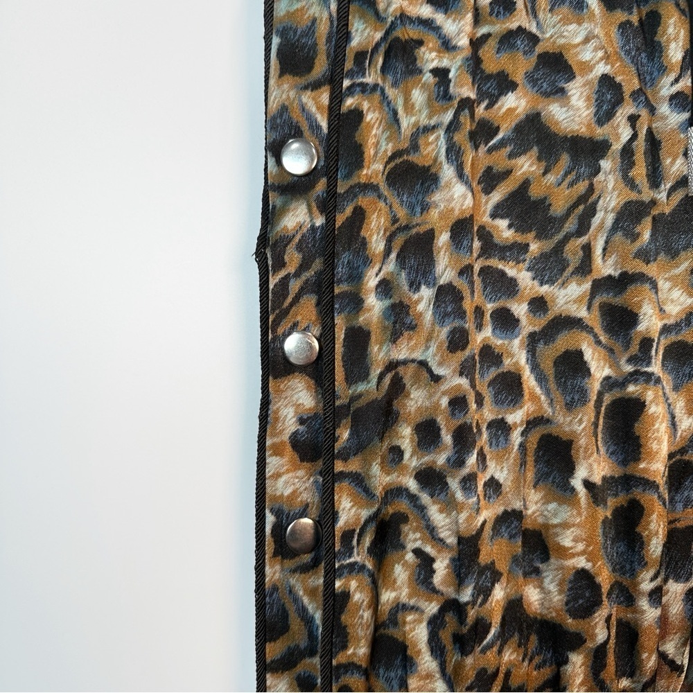 The Kooples Abstract Animal Print Side Snap Track Pants Leopard Brown - Picture 7 of 11